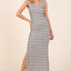 Robe Maxi Sans Manches à Col Scoop Rayée Élégante