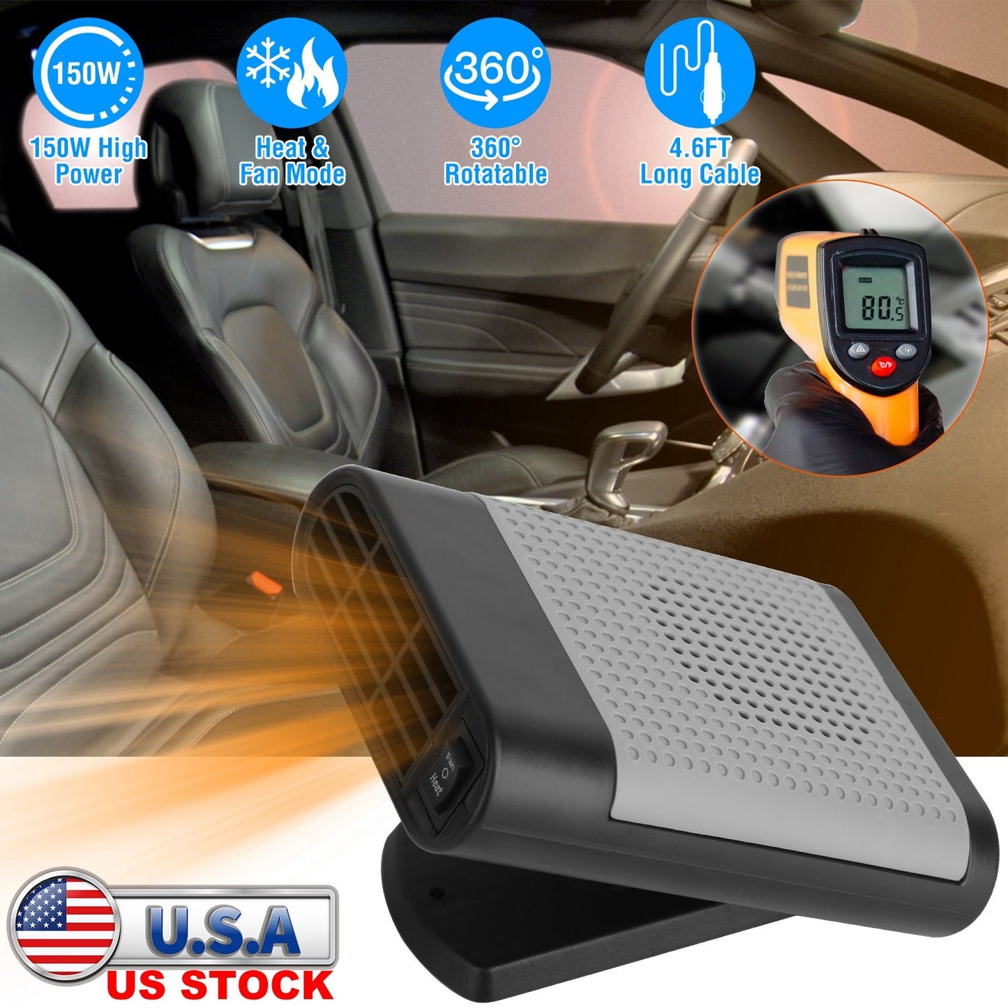 24V 200W Portable Car Heater & Defroster Fan