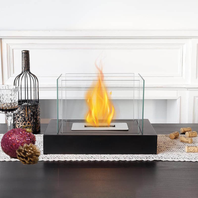 Lámpara de chimenea de alcohol cuadrada elegante de cuatro lados