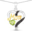Pendentif en péridot véritable de 0,49 carat et spinelle noir en argent sterling