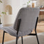 2-piece retro linen chair set with curved wooden backrest, cushioned seat, adjustable metal legs, (gray linen) - Korvel