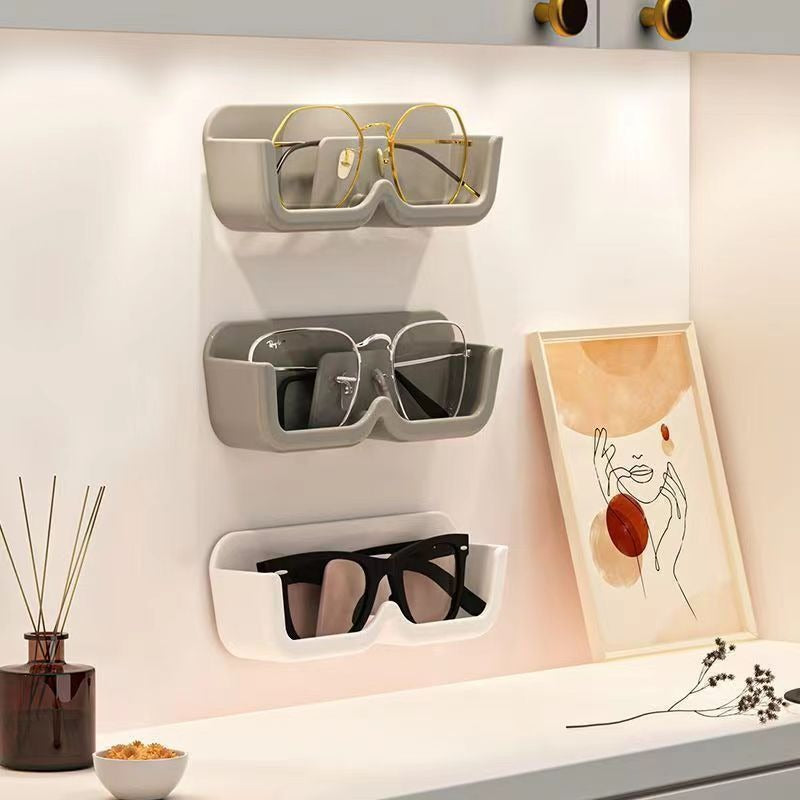 Glasses storage rack wall mounted non perforated decorative wall display sunglasses storage rack storage box - Korvel