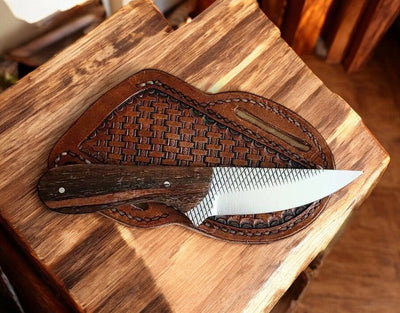 Authentic Cowboy Belt Knife with Premium Rasp Tool Steel Blade - Korvel