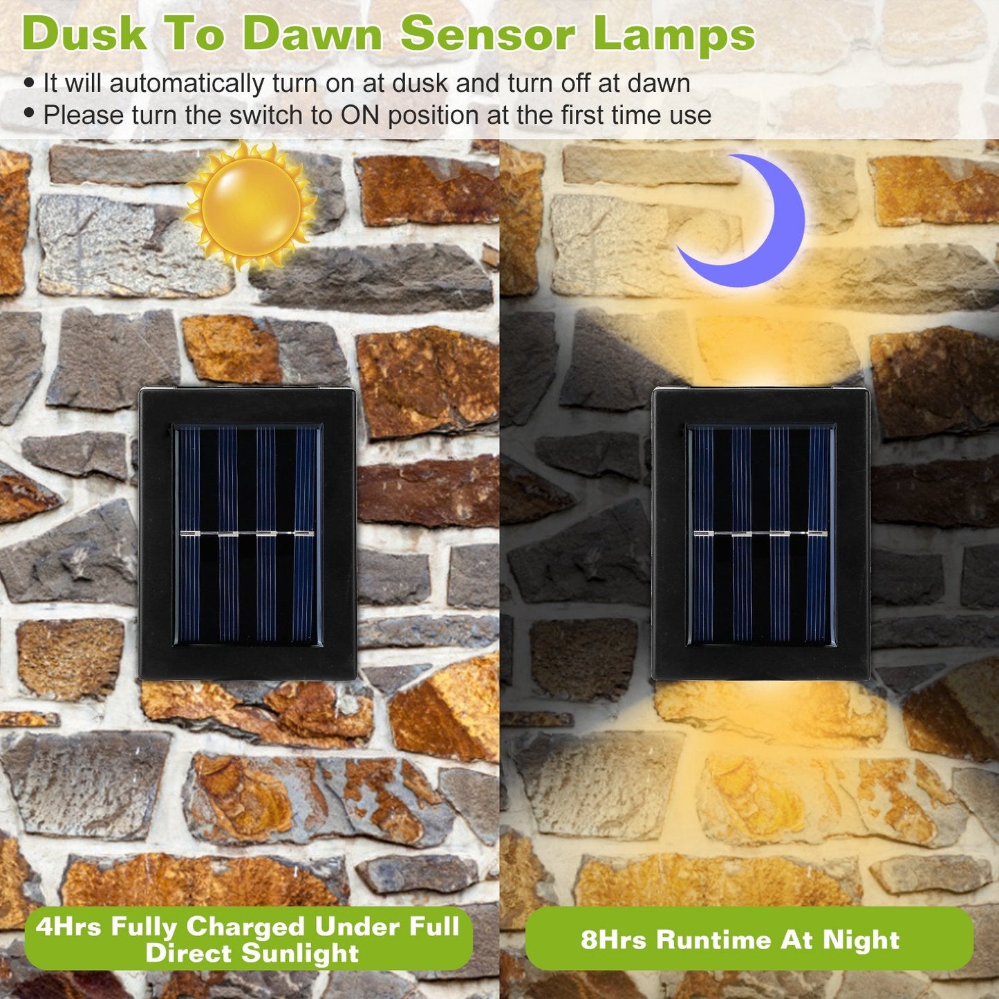 2Pcs Solar Deck Lights - Waterproof Outdoor Lighting