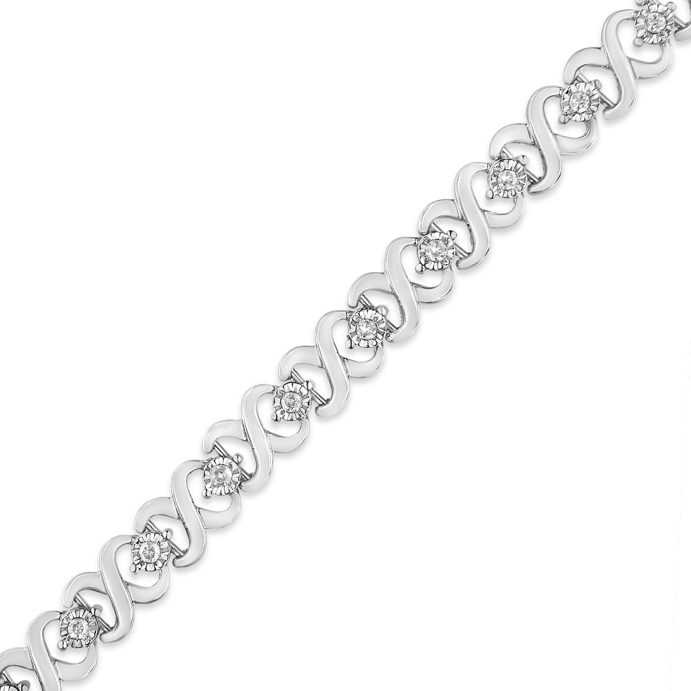 Pulsera de eslabones de infinito de diamantes de plata esterlina .925 - Tamaño 7.25"