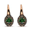 Boucles d'oreilles créoles en or rose et blanc 18K avec diamants bruns et tsavorite verte
