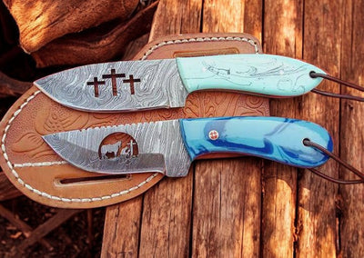 Authentic Cowboy Knife Set with Exquisite Damascus Steel Blades - Korvel