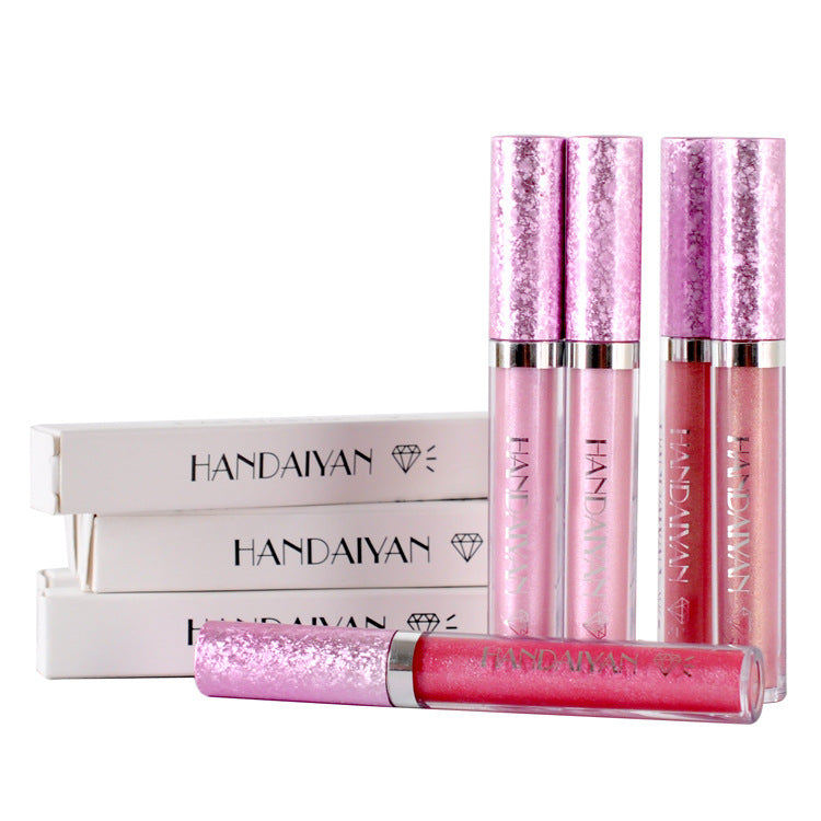 handaiyan Diamond Pearl Lip Gloss Non-Stick Cup Mermaid Lip Gloss Lipstick - Korvel