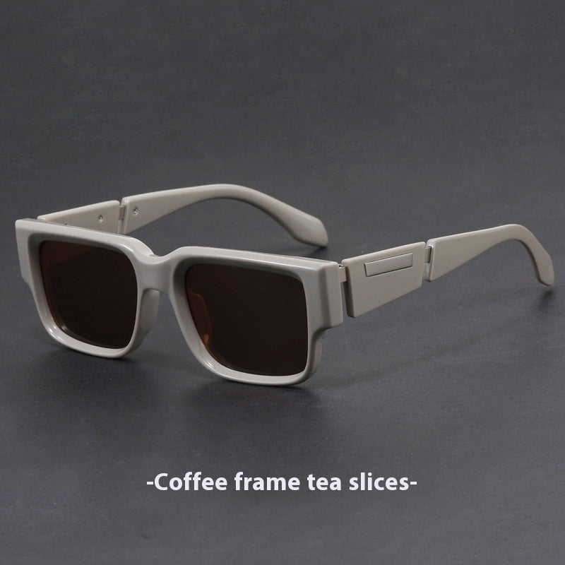 Lunettes de soleil carrées épaisses bleu gris - Style rétro