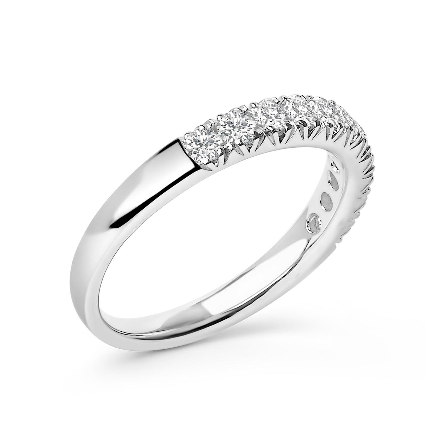 14K White Gold 1/2 Cttw Round Diamond Classic Band