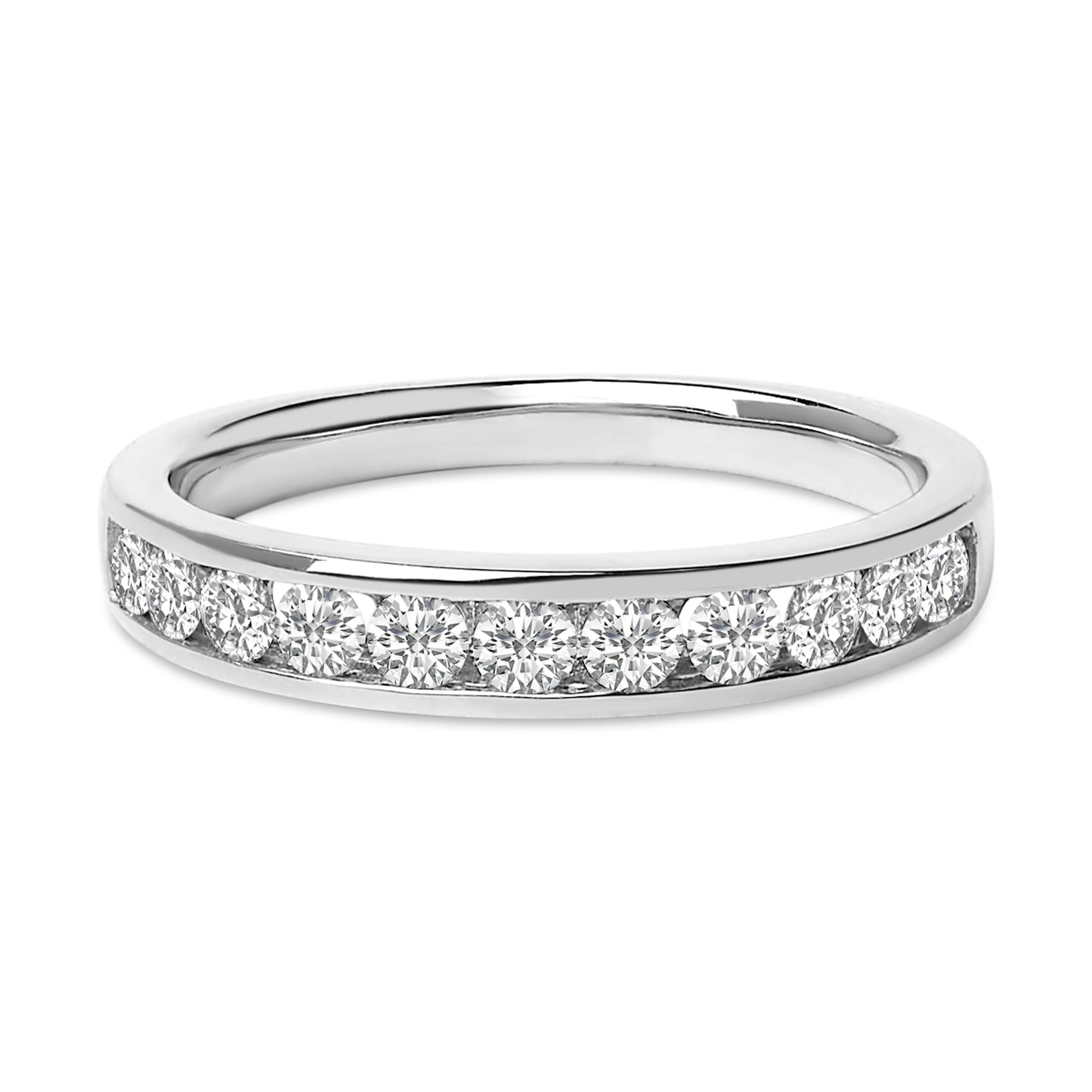 Bague en Or Jaune 14K avec Diamants Ronds de 1/2 Cttw en Sertissage Canalaire