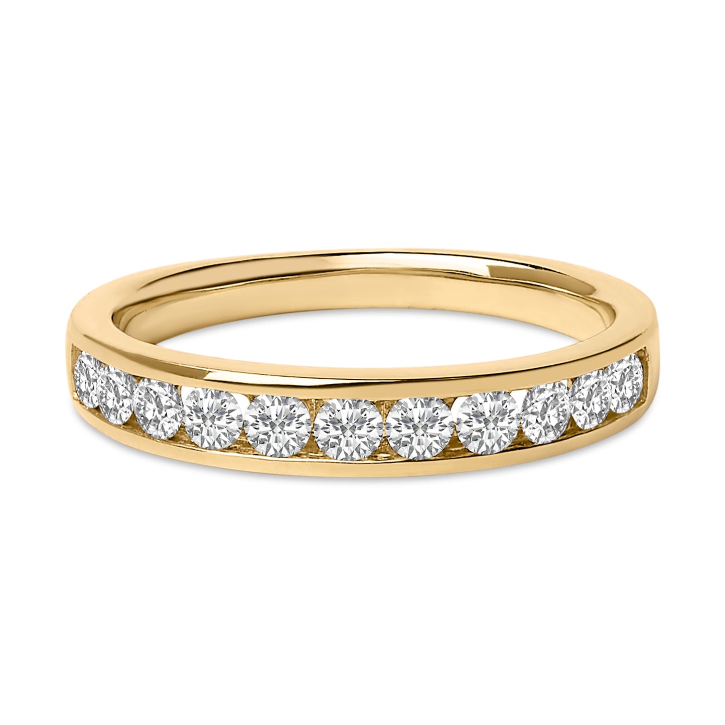 Bague en Or Jaune 14K avec Diamants Ronds de 1/2 Cttw en Sertissage Canalaire
