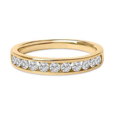 14K Yellow Gold 1/2 Cttw Round Diamond Channel Set Band