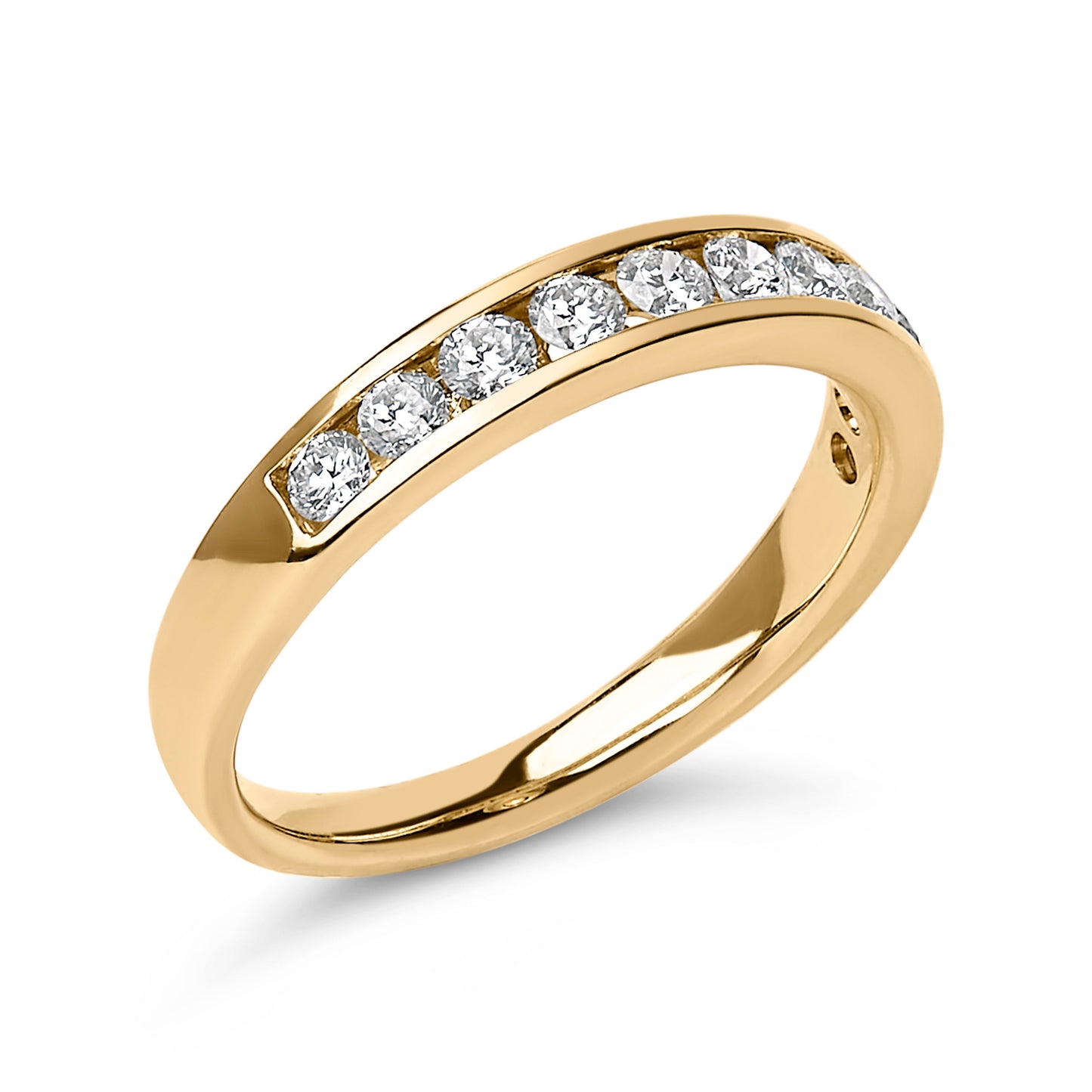 Bague en Or Jaune 14K avec Diamants Ronds de 1/2 Cttw en Sertissage Canalaire