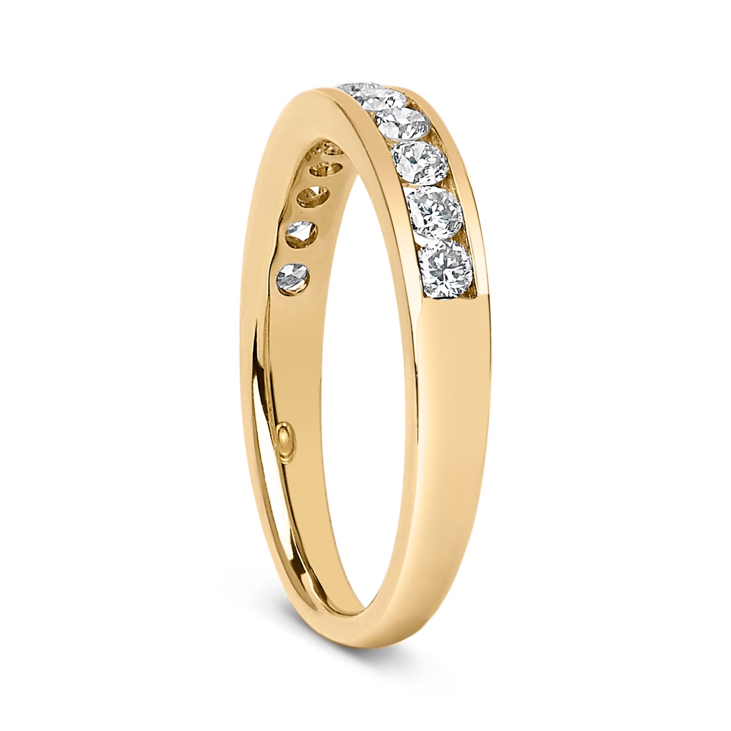 Bague en Or Jaune 14K avec Diamants Ronds de 1/2 Cttw en Sertissage Canalaire