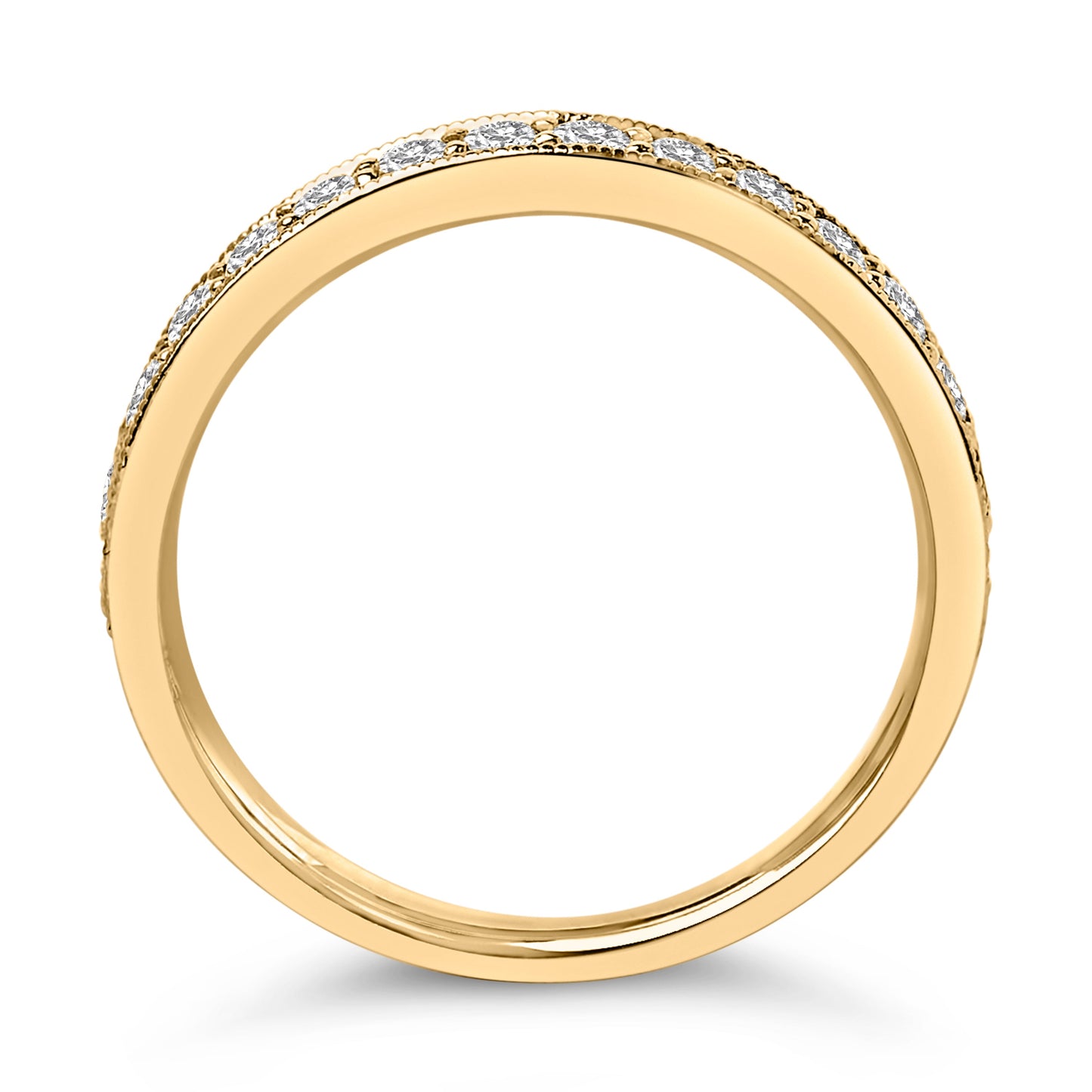 Bague de mariage en or jaune 14K avec diamants ronds de 1/2 Cttw et finition milgrain