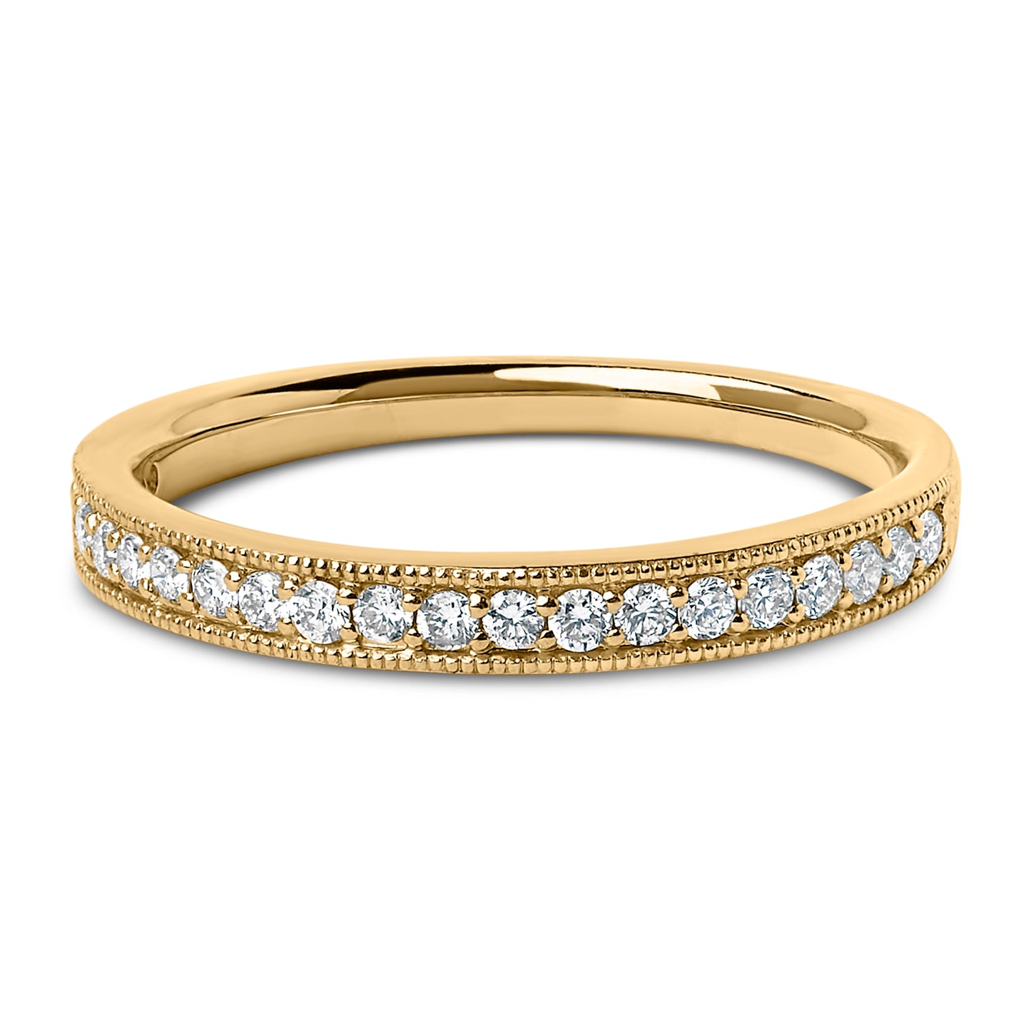 Bague de mariage en or jaune 14K avec diamants ronds de 1/4 cttw - Taille 6.5