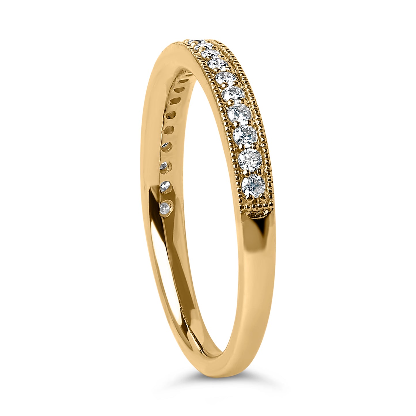 Bague de mariage en or jaune 14K avec diamants ronds de 1/4 cttw - Taille 6.5