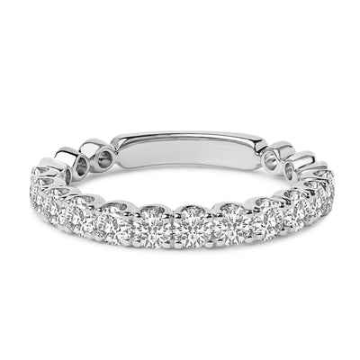 Bague de mariage en or blanc 14K avec diamants ronds en sertissage griffes