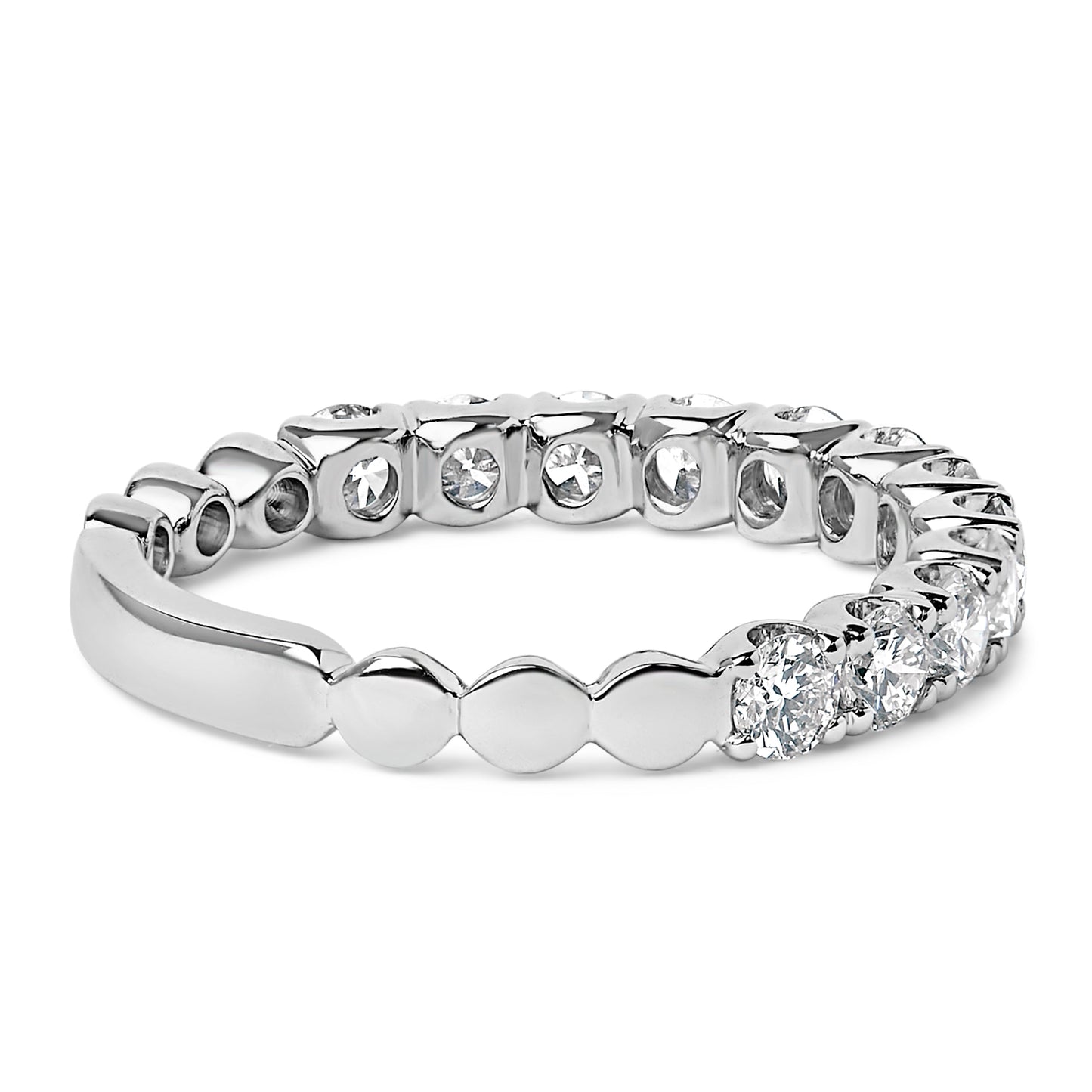 14K White Gold Round Diamond Prong Set Wedding Band