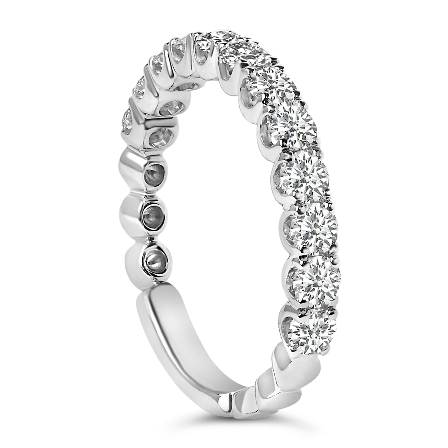 14K White Gold Round Diamond Prong Set Wedding Band