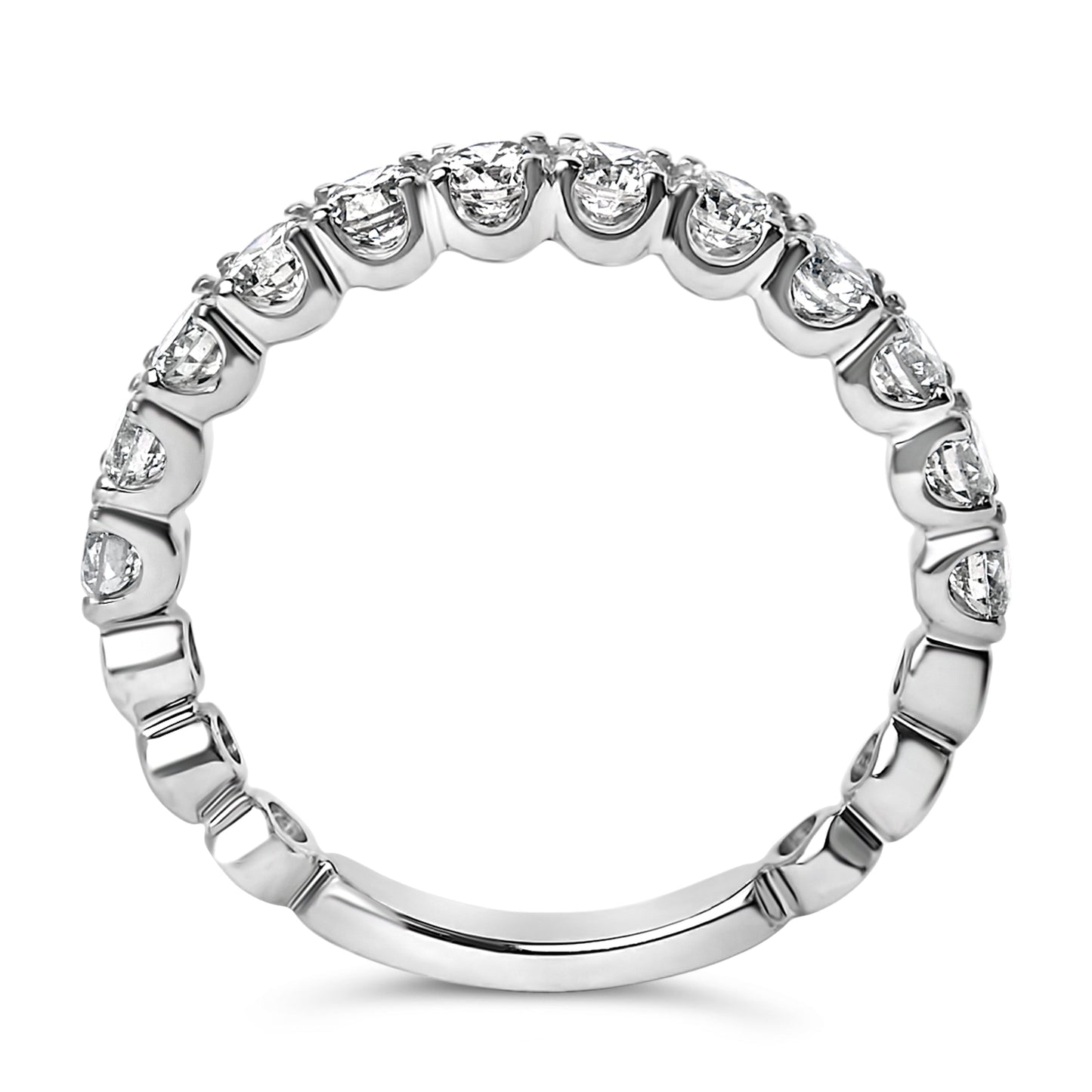 14K White Gold Round Diamond Prong Set Wedding Band
