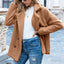 Manteau d'hiver en peluche à revers large pour femmes