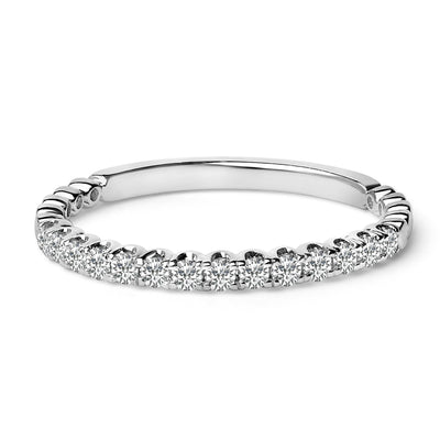 14K White Gold Round Diamond Prong Set Wedding Band