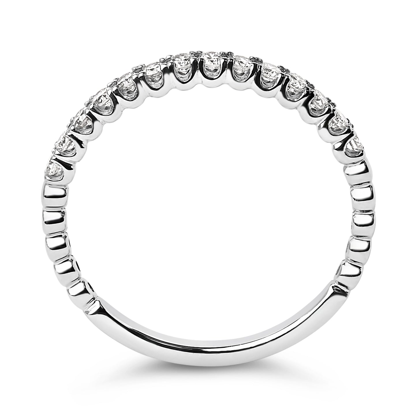 14K White Gold Round Diamond Prong Set Wedding Band