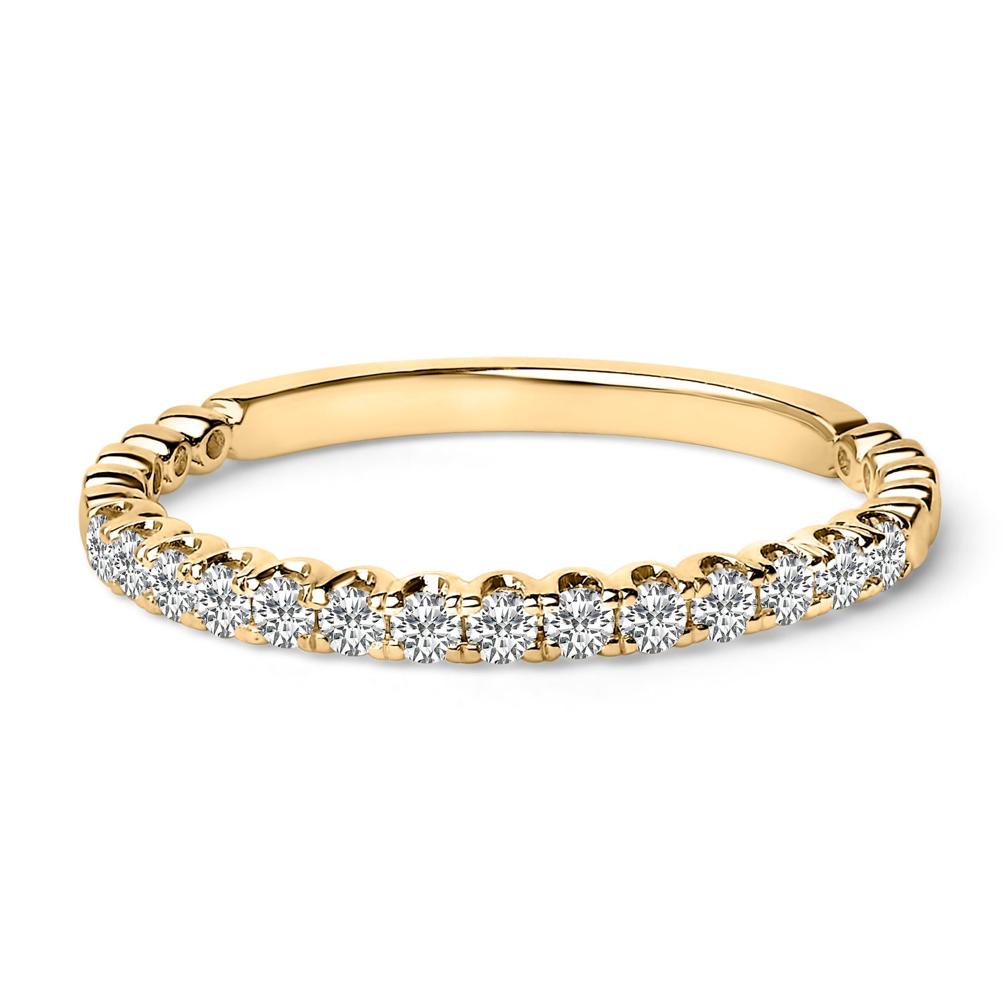 14K White Gold Round Diamond Prong Set Wedding Band