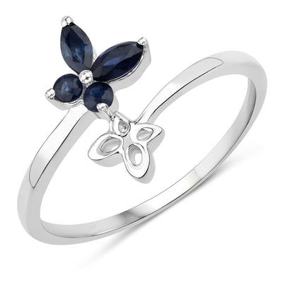 0.26 Carat Blue Sapphire .925 Sterling Silver Engagement Ring