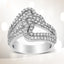 Bague Bypass en Or Blanc 14K avec Diamants en Forme de Cœur Ouvert - Taille 7