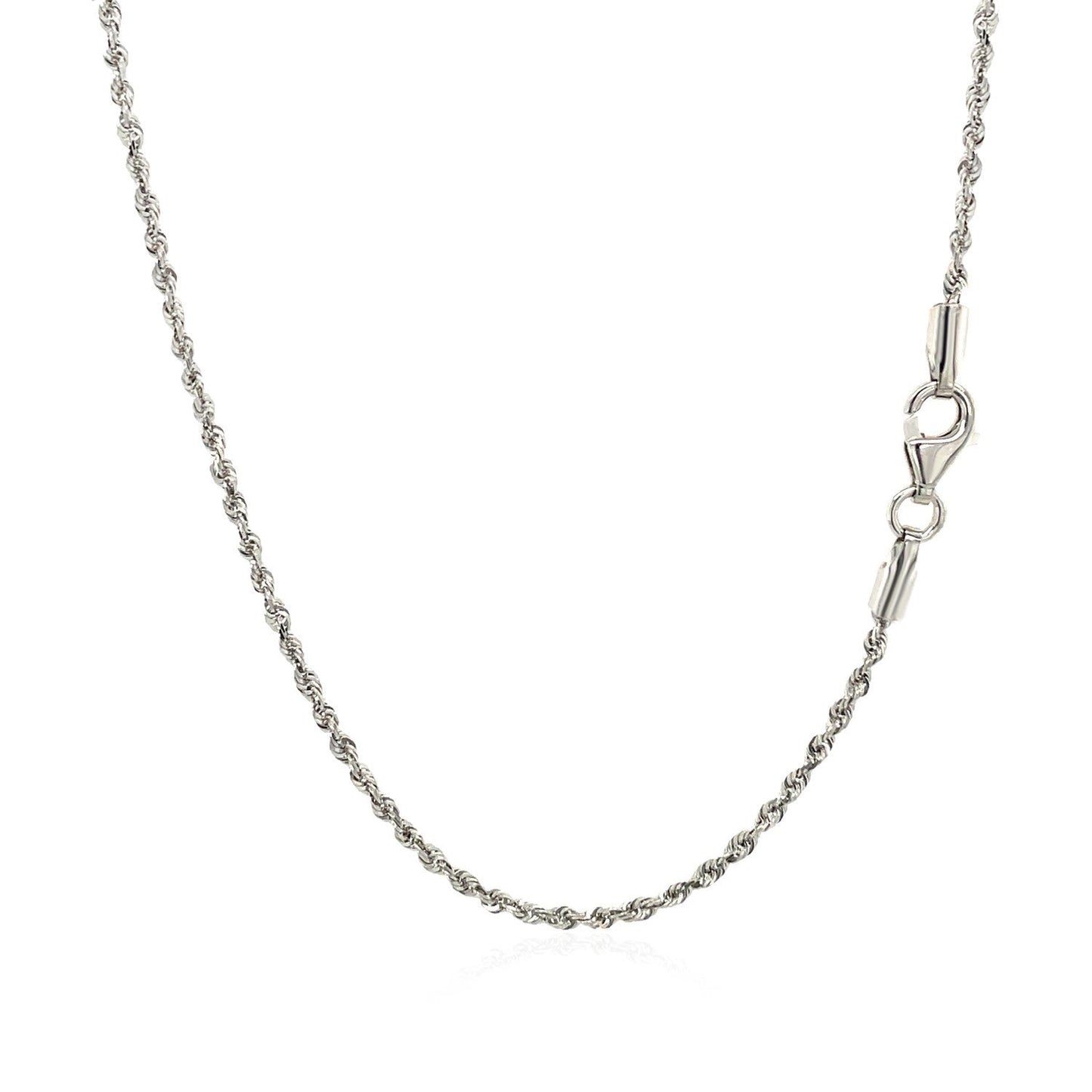 Cadena de cuerda cortada con diamante de oro blanco de 10k 1.5mm
