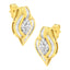 Boucles d'oreilles puces en diamant en cluster taille ronde en or jaune 10K