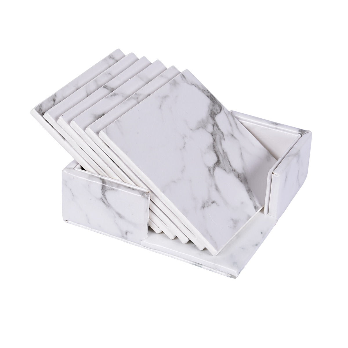 Creative PU leather coaster Exquisite insulated tea water cushion Square leather coaster - Korvel