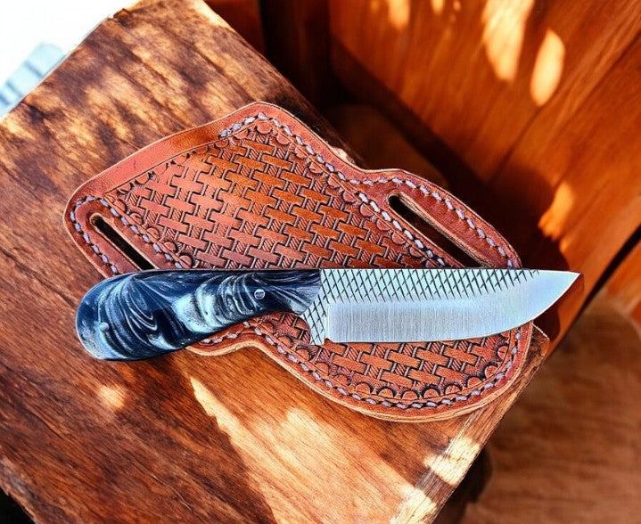 Premium Handmade Country Knife - 8.75" Rasp Steel with Leather Sheath - Korvel
