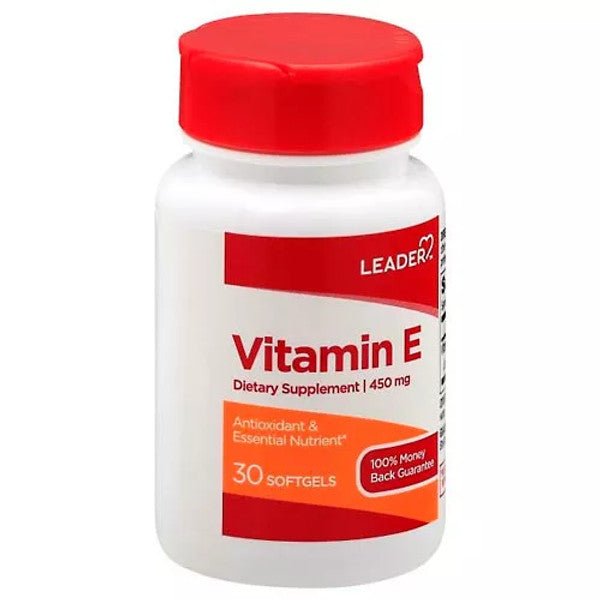 Complément de vitamine E Leader™ – 450 mg (1 000 UI) – 30 gélules molles