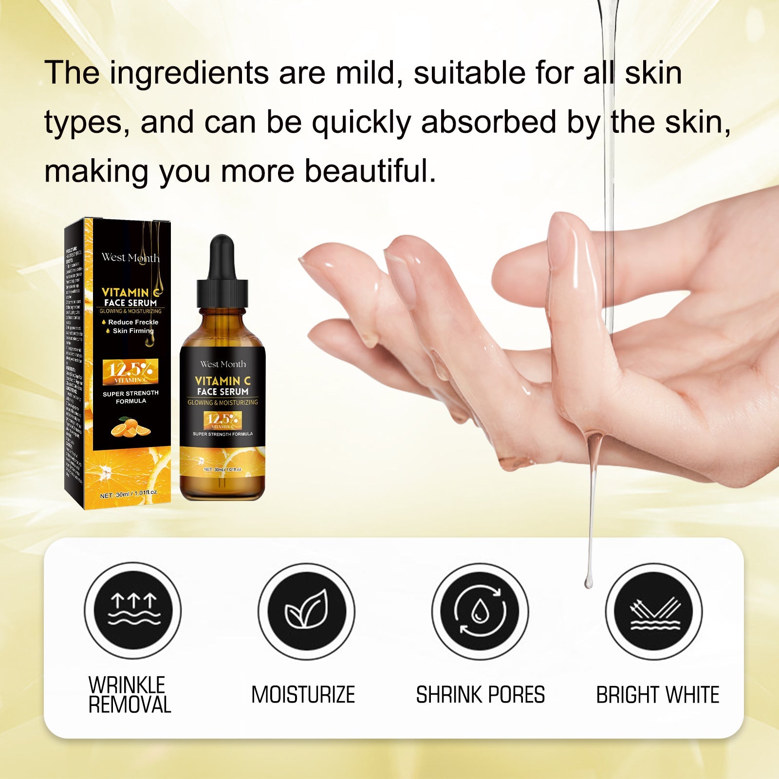 Vitamin C Face Essence For Reducing Fine Lines, Firming, Smoothing And Moisturizing Anti-Aging Skin Essence - Korvel