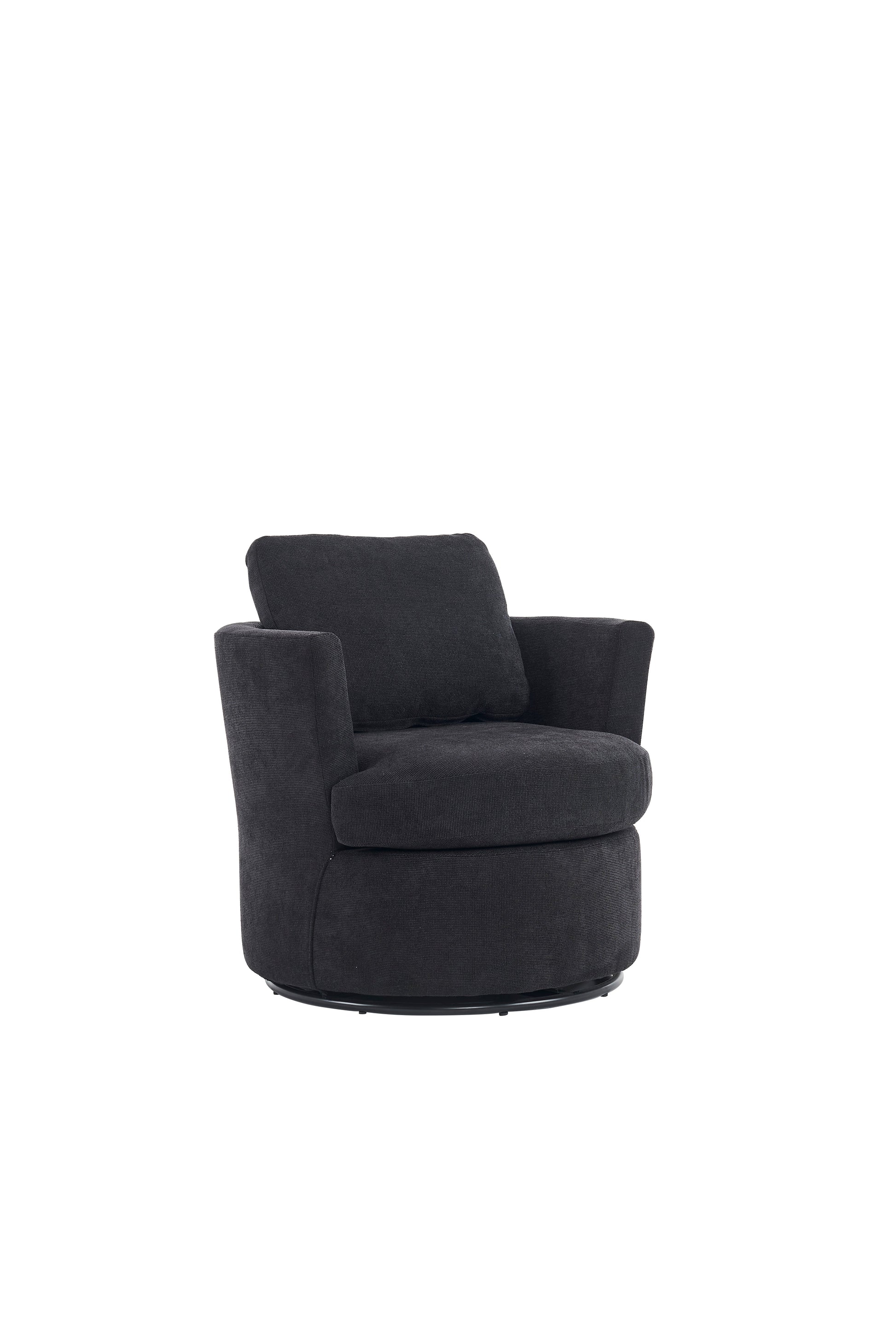 Rotating bucket chair living room comfortable circular sofa chair 360 degree rotating bucket chair armchair (black) - Korvel