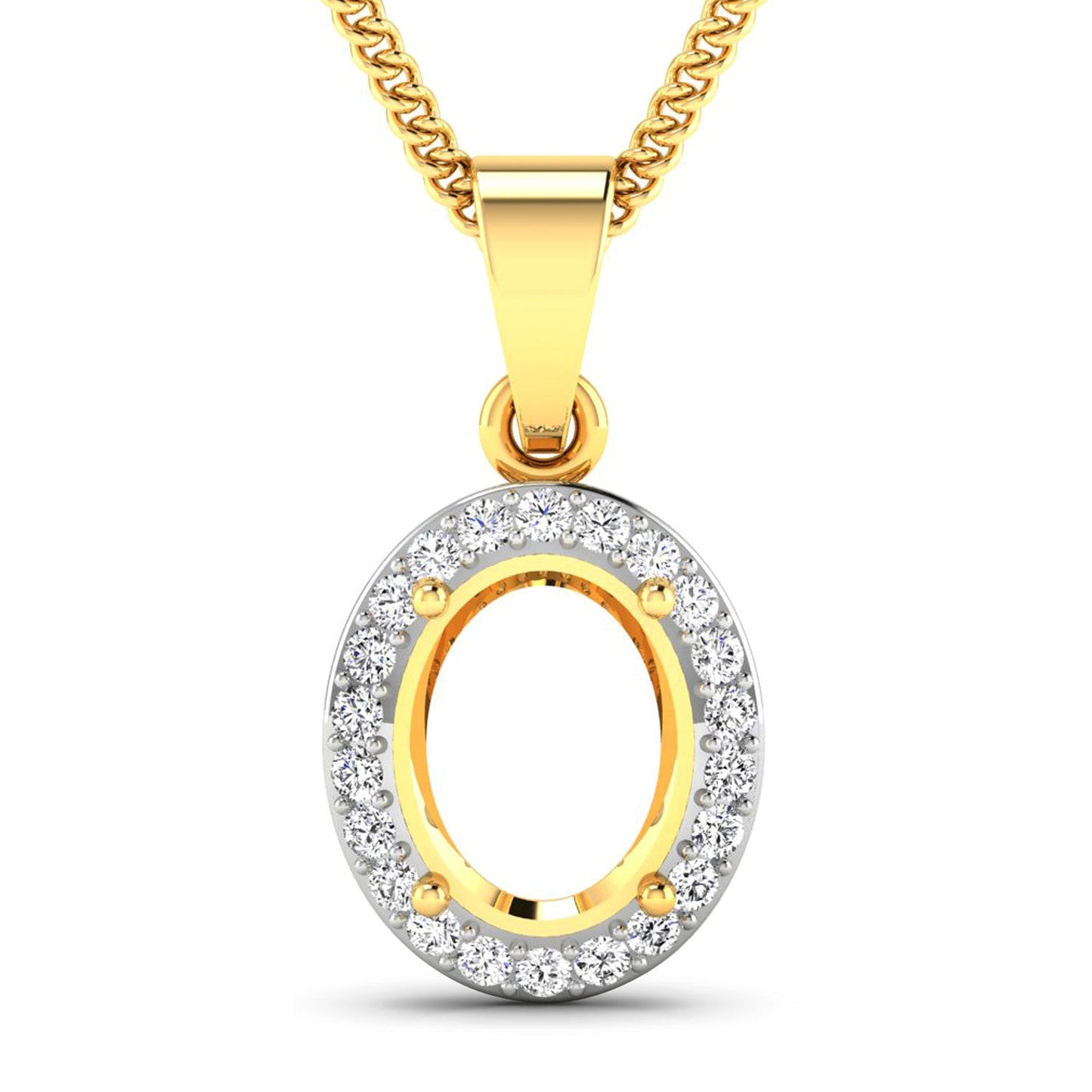 0.22 Carat Diamond 14K Yellow Gold Semi Mount Pendant