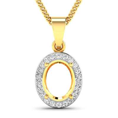 0.22 Carat Diamond 14K Yellow Gold Semi Mount Pendant