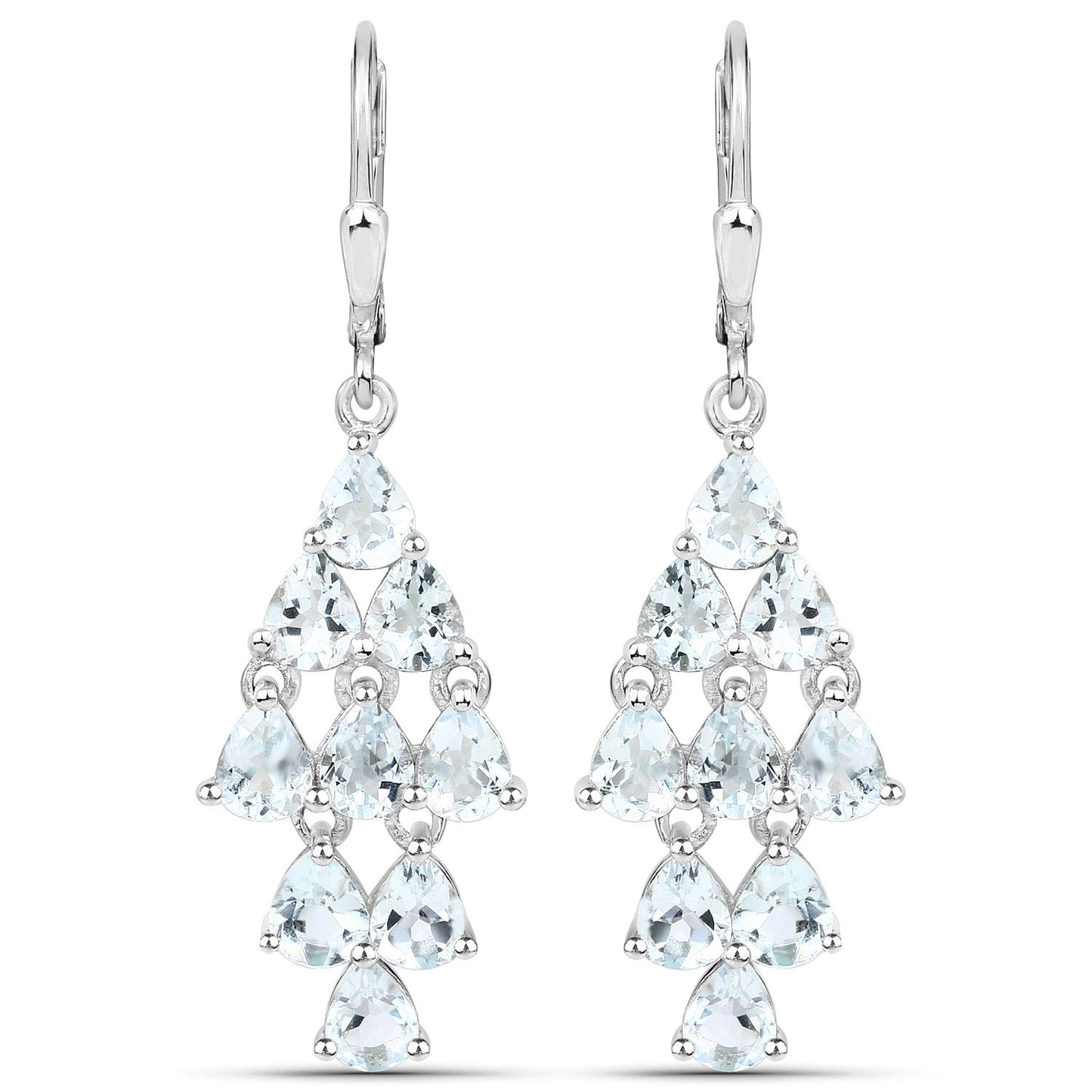 3.96 Carat Genuine Aquamarine Sterling Silver Earrings