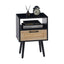 15.75" Rattan End table with drawer and solid wood legs Modern nightstand side table for living room black - Korvel