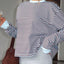 Striped Oversized Round Neck Sweatshirt