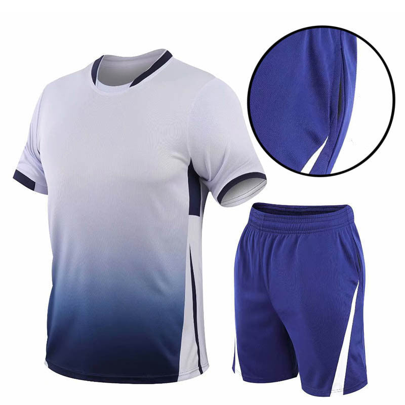 Conjunto de camiseta de manga corta suelta y pantalones cortos con degradado de verano