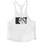 Letter printed men's fitness sports vest slim shoulder strap I-shaped vest cotton - Korvel