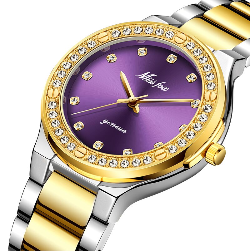 MISSFOX 2742 Elegant Woman Watch Luxury Brand Female Wristwatch Japan Movt 30M Waterproof Gold Expensive Analog Geneva Quartz Watch - Korvel