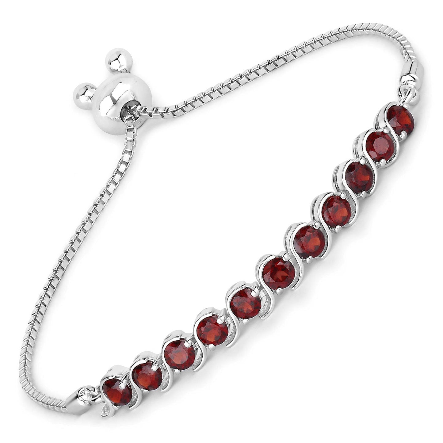 Pulsera de Plata Esterlina .925 con Granate de 3.30 Quilates