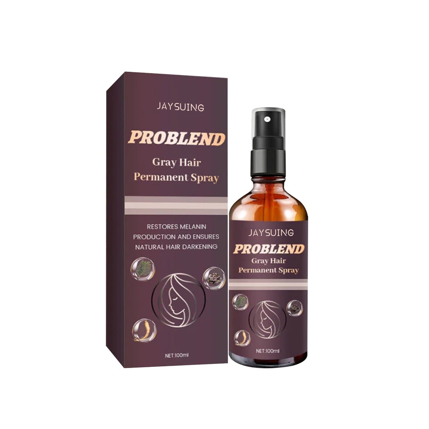 Black Hair Spray, Nourishes Black Hair And Covers White Hair Soft Natural Glossy Hair Spray - Korvel
