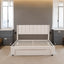 Queen Size Storage Bed Velvet Upholstered Platform Bed with a Big Drawer - Beige - Korvel